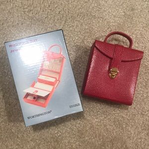 NWT Genuine Leather Red Travel Jewelry Box